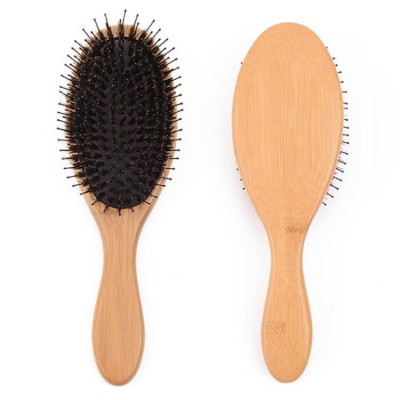 Daily bamboo paddle detangler brush boar bristle hair brush bamboo wood eco friendly hairbrush