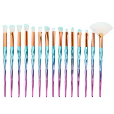 Wholesale custom logo private label luxury colorful 15 piece cosmetic brushes professional eye makeup brush set